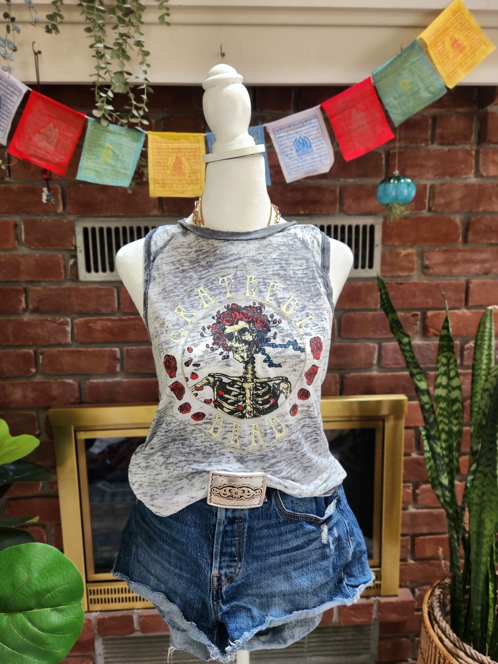 Grateful Dead Skeleton Burnout Tank Top Tour Graphic Back Print Size S